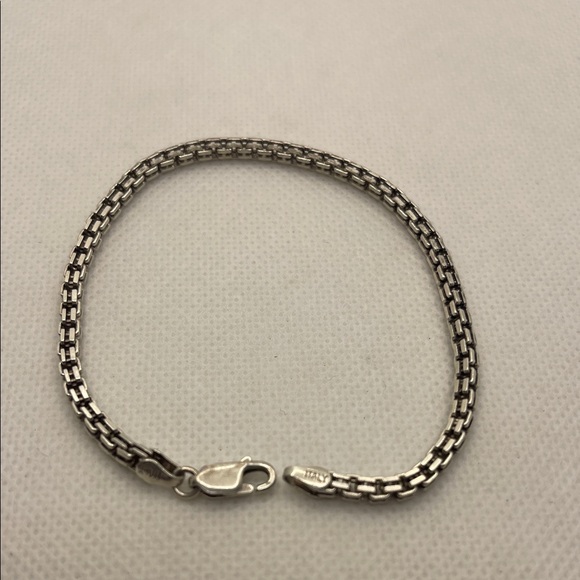Italy 925 Sterling Silver Box Chain Link Bracelet